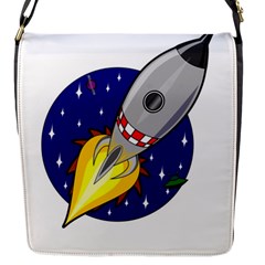 Rocket Ship Launch Vehicle Moon Flap Closure Messenger Bag (s)