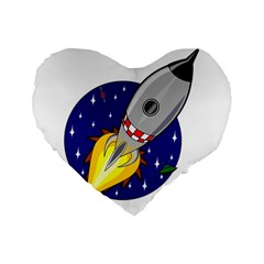 Rocket Ship Launch Vehicle Moon Standard 16  Premium Flano Heart Shape Cushions by Sarkoni