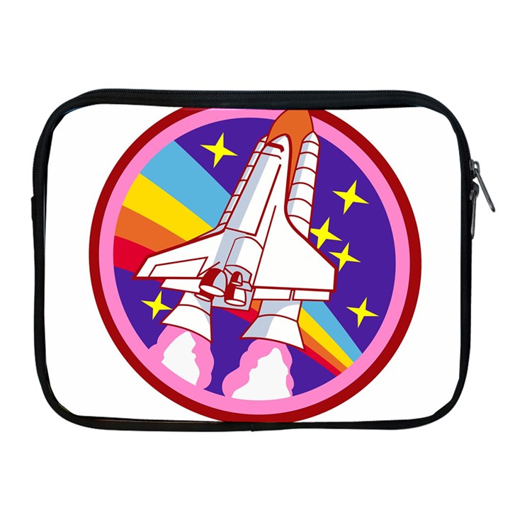 Badge Patch Pink Rainbow Rocket Apple iPad 2/3/4 Zipper Cases