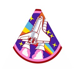 Badge Patch Pink Rainbow Rocket Wooden Puzzle Triangle by Sarkoni
