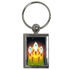 Rocket Take Off Missiles Cosmos Key Chain (rectangle)