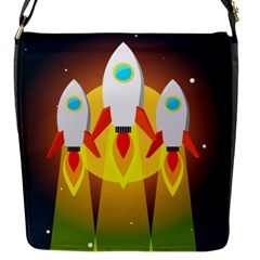 Rocket Take Off Missiles Cosmos Flap Closure Messenger Bag (s)