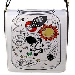 Astronaut Drawing Planet Flap Closure Messenger Bag (s)
