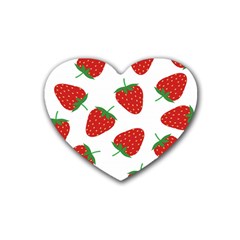 Seamless Pattern Fresh Strawberry Rubber Heart Coaster (4 Pack) by Sarkoni