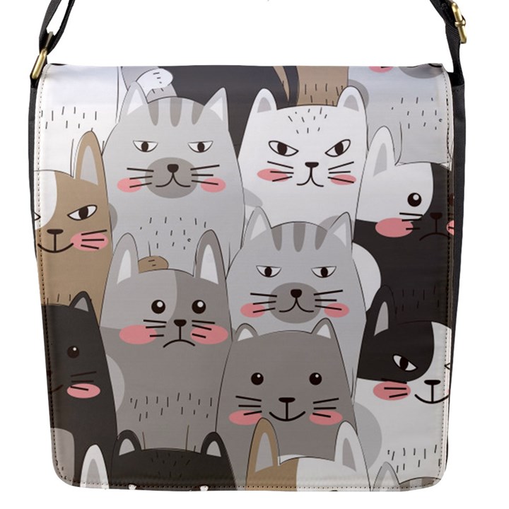 Cute Cats Seamless Pattern Flap Closure Messenger Bag (S)