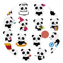 Playing Pandas Cartoons Uv Print Acrylic Ornament Round by Apen