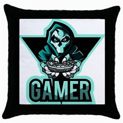 Gamer Illustration Gamer Video Game Logo Throw Pillow Case (black) by Sarkoni