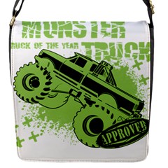 Monster Truck Illustration Green Car Flap Closure Messenger Bag (s)