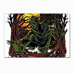 Grim Reaper Above Art  Monster Moon Letter Poster Postcard 4 x 6  (pkg Of 10) by Sarkoni