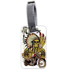 Motorcycle And Skull Cruiser Native American Luggage Tag (two Sides) by Sarkoni