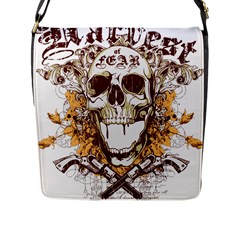 Harvest Of Fear Logo Illustration Skull Pistol Flap Closure Messenger Bag (l)