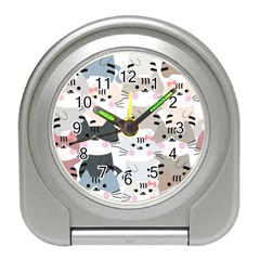 Cute Cat Couple Seamless Pattern Cartoon Travel Alarm Clock by Bedest