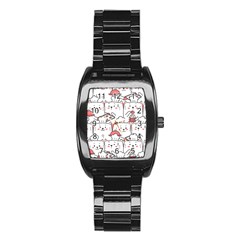 Cute Cat Chef Cooking Seamless Pattern Cartoon Stainless Steel Barrel Watch by Bedest