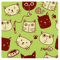 Cute Hand Drawn Cat Seamless Pattern Uv Print Square Tile Coaster 