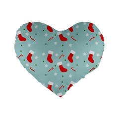 Christmas Pattern Standard 16  Premium Flano Heart Shape Cushions by Apen