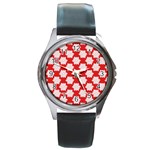 Christmas Snowflakes Background Pattern Round Metal Watch