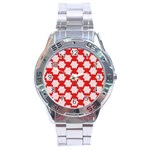 Christmas Snowflakes Background Pattern Stainless Steel Analogue Watch