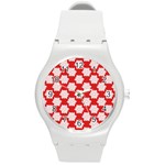 Christmas Snowflakes Background Pattern Round Plastic Sport Watch (M) Front