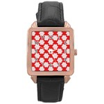 Christmas Snowflakes Background Pattern Rose Gold Leather Watch  Front