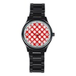 Christmas Snowflakes Background Pattern Stainless Steel Round Watch