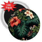 Flowers Monstera Foliage Tropical 3  Magnets (100 pack)