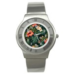 Flowers Monstera Foliage Tropical Stainless Steel Watch