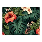 Flowers Monstera Foliage Tropical Two Sides Premium Plush Fleece Blanket (Mini)