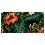 Flowers Monstera Foliage Tropical Banner and Sign 4  x 2 