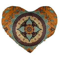 Mandala Floral Decorative Flower Art Large 19  Premium Heart Shape Cushions