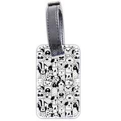 Seamless Pattern With Black White Doodle Dogs Luggage Tag (two Sides) by Grandong