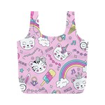 Cute Cat Kitten Cartoon Doodle Seamless Pattern Full Print Recycle Bag (M)
