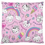 Cute Cat Kitten Cartoon Doodle Seamless Pattern Large Premium Plush Fleece Cushion Case (One Side)