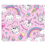 Cute Cat Kitten Cartoon Doodle Seamless Pattern Premium Plush Fleece Blanket (Small)
