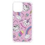 Cute Cat Kitten Cartoon Doodle Seamless Pattern iPhone 13 mini TPU UV Print Case