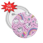 Beautiful Cute Animals Pattern Pink 2.25  Buttons (100 pack) 
