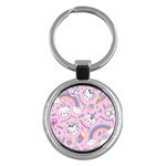 Beautiful Cute Animals Pattern Pink Key Chain (Round)