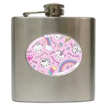 Beautiful Cute Animals Pattern Pink Hip Flask (6 oz)