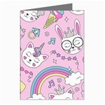 Beautiful Cute Animals Pattern Pink Greeting Cards (Pkg of 8)