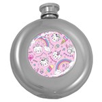 Beautiful Cute Animals Pattern Pink Round Hip Flask (5 oz)