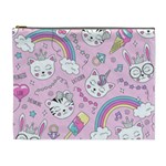 Beautiful Cute Animals Pattern Pink Cosmetic Bag (XL)