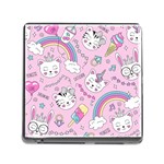 Beautiful Cute Animals Pattern Pink Memory Card Reader (Square 5 Slot)
