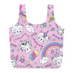 Beautiful Cute Animals Pattern Pink Full Print Recycle Bag (L)
