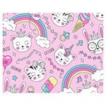Beautiful Cute Animals Pattern Pink Premium Plush Fleece Blanket (Medium)