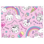 Beautiful Cute Animals Pattern Pink Premium Plush Fleece Blanket (Extra Small)