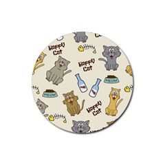 Cute Astronaut Cat With Star Galaxy Elements Seamless Pattern Rubber Coaster (round) by Grandong