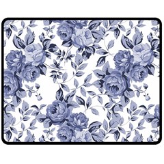 Blue Vintage Background Background With Flowers, Vintage Two Sides Fleece Blanket (medium) by nateshop