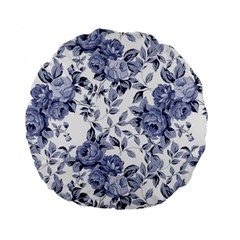 Blue Vintage Background Background With Flowers, Vintage Standard 15  Premium Flano Round Cushions by nateshop