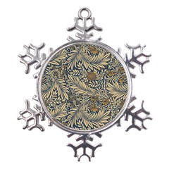 Brown Vintage Background Vintage Floral Pattern, Brown Metal Large Snowflake Ornament by nateshop