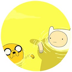 Adventure Time Jake The Dog Finn The Human Artwork Yellow Wooden Puzzle Round by Sarkoni