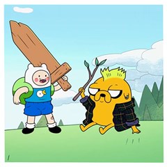 Adventure Time Finn And Jake Cartoon Network Parody Wooden Puzzle Square by Sarkoni